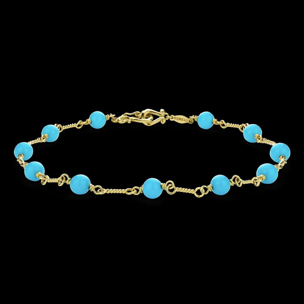 Brand new Paul Morelli Turquoise and 18k Yellow Gold Twist Link Bracelet